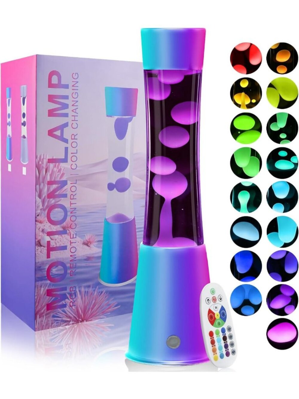 Color Changing Liquid Motion Lamp - 17 LED Night Light with Remote Control